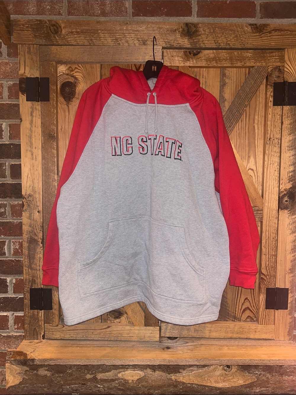 NC STATE Red and Gray Pullover Oversized Hoodie with NC STATE Logo SZ-L NWOT